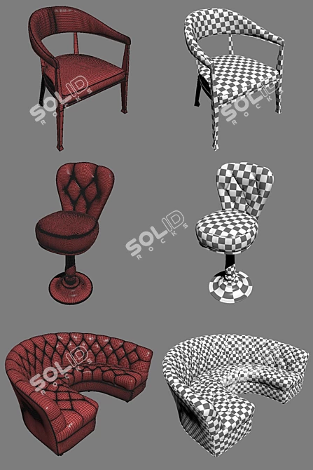 Modern Bar Seating Set - 3D Models 3D model image 3
