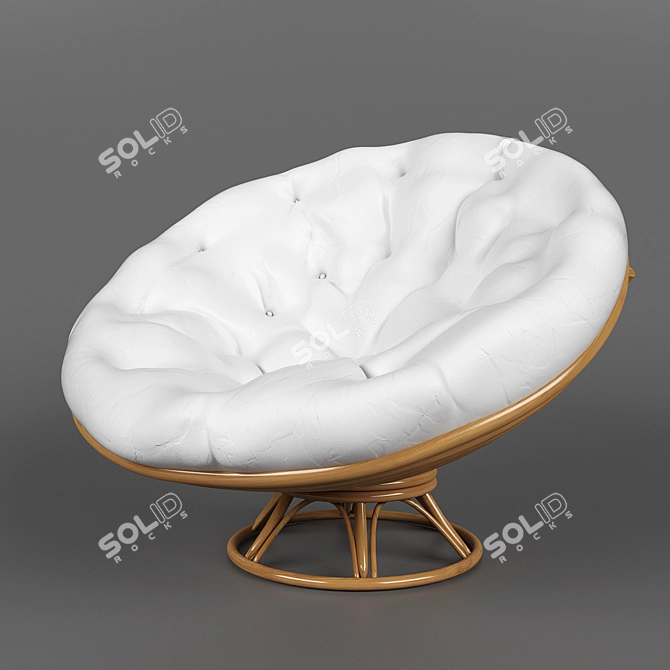 Round Wooden-Based Chair 3D model image 1