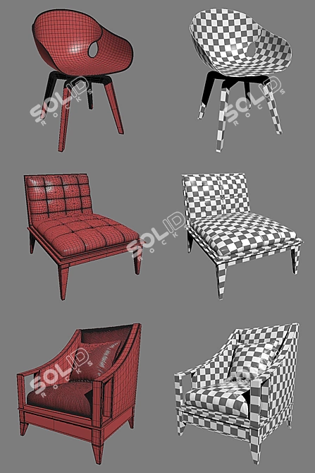 Modern Chair Collection - Pack Set 3D model image 3