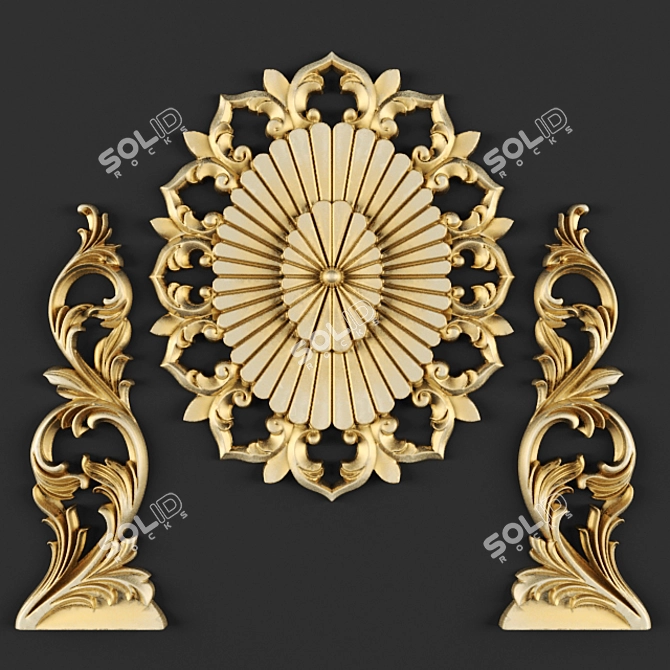 Elegant Carved Molding 3D model image 1