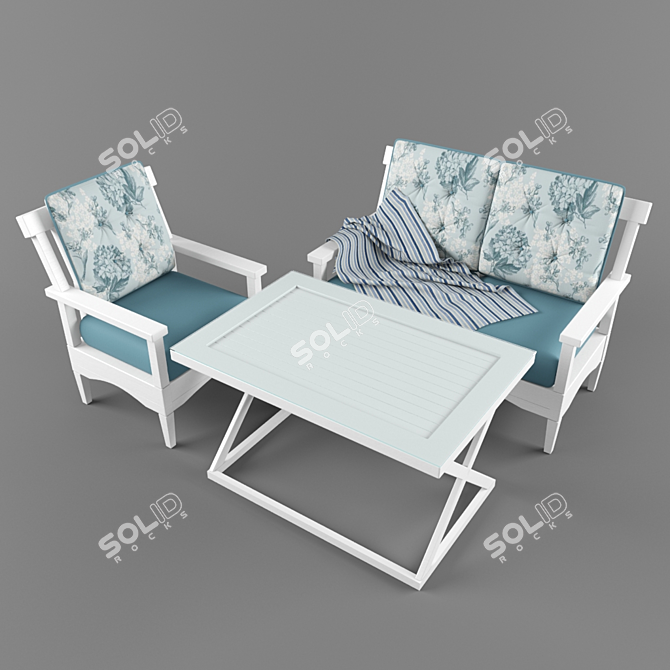 Outdoor Wooden Furniture 3D model image 1