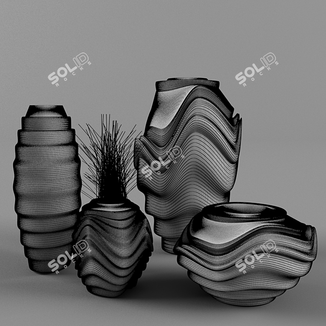 Elegant Vases Set  3D model image 2