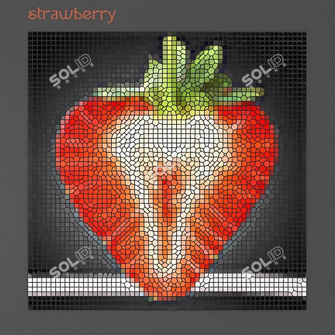 Strawberry Mosaic Art: 100x100 cm 3D model image 1