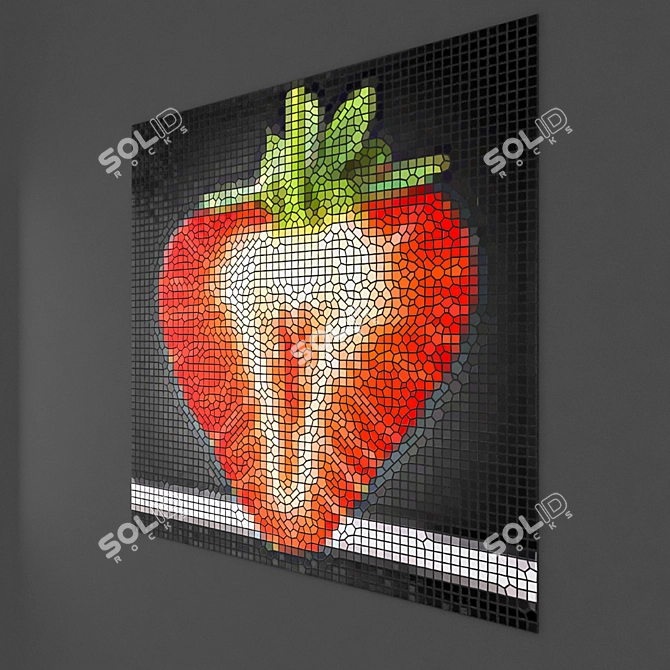 Strawberry Mosaic Art: 100x100 cm 3D model image 2