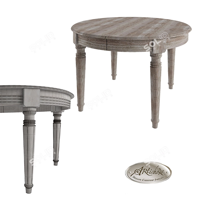 Provence Oak Dining Table from Artichoke Collection 3D model image 2