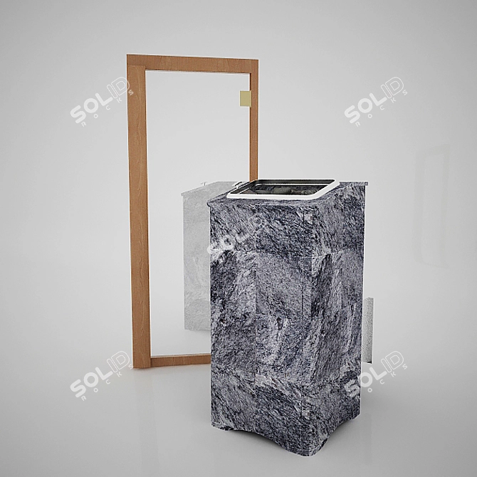 Sauna Stove: Kastor Wood & Tylo DGB Spruce Glass Doors 70x190 3D model image 1