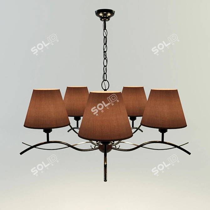 Elegant 5-Light Bronze Chandelier 3D model image 1