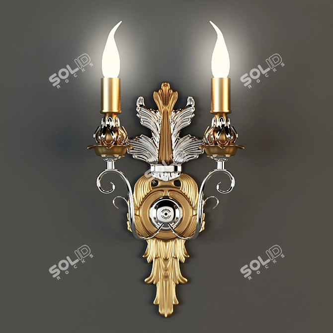 Elegant Gold Wall Sconce 3D model image 1