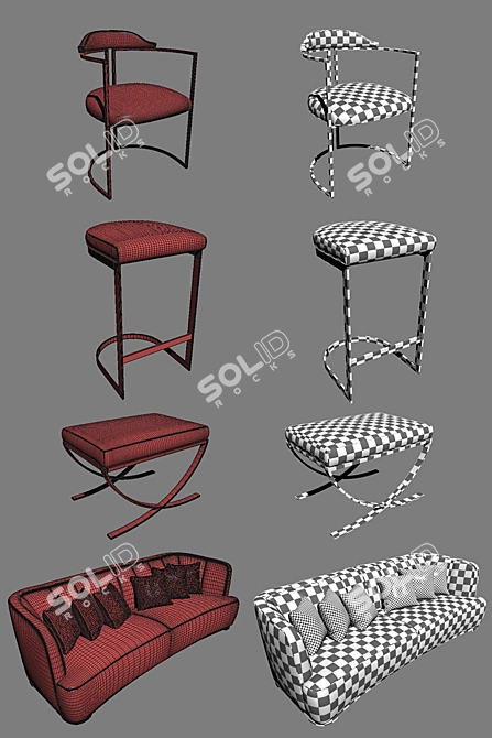 Modern Chair Set II - 3D Models 3D model image 3