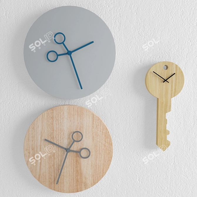 Contemporary Wood Wall Clock 3D model image 1