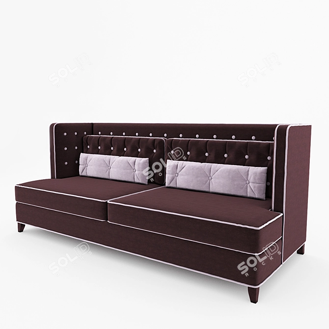 Elegant Denver Velvet Sofa 3D model image 2