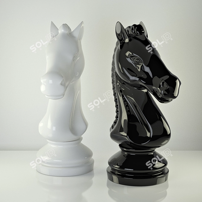 Equestrian Chess Sculptures 3D model image 1