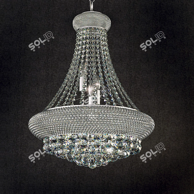 Shimmering Silver Crystal Chandelier 3D model image 1