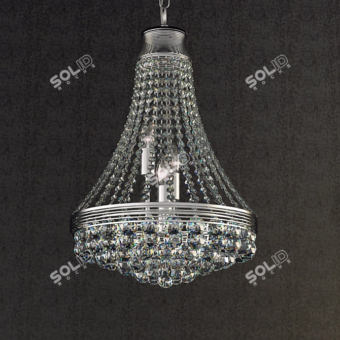 Silver Crystal Chandelier: Elegant Ceiling Light 3D model image 1
