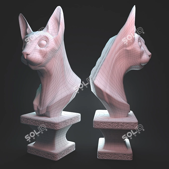 Elegant Bastet Sculpture: A Masterpiece by Dmitriev 3D model image 3