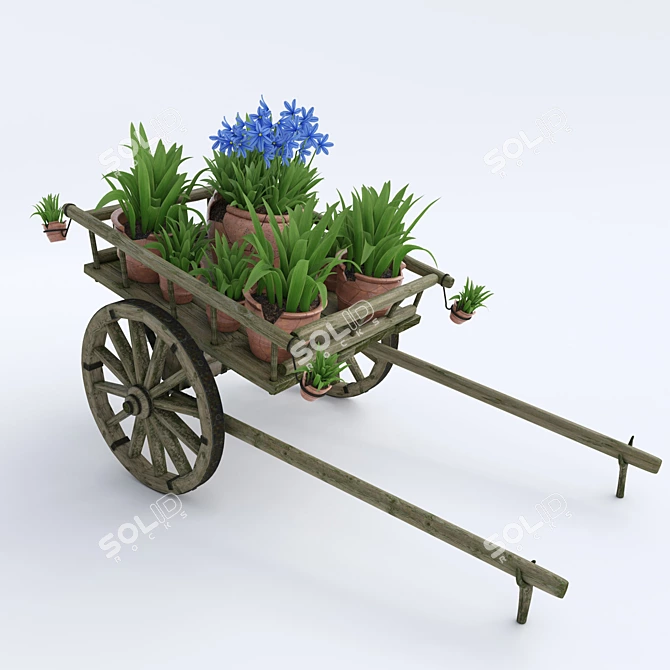 Blooming Floral Cart 3D model image 1