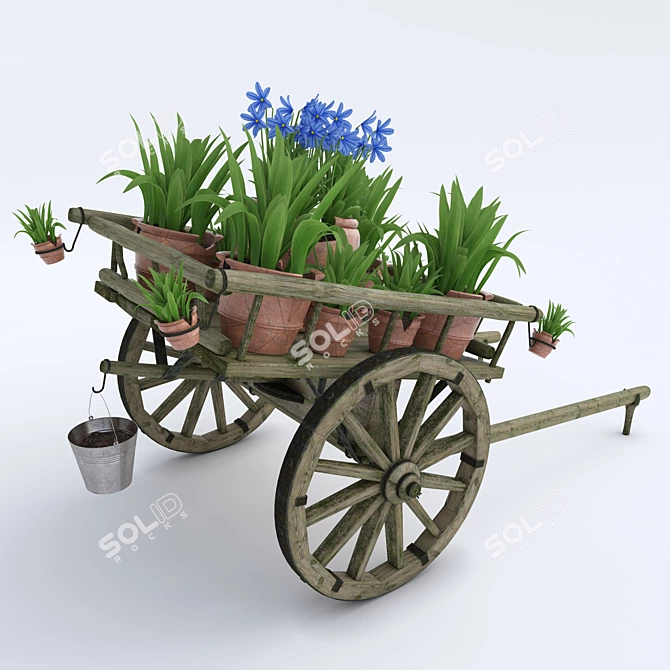 Blooming Floral Cart 3D model image 2