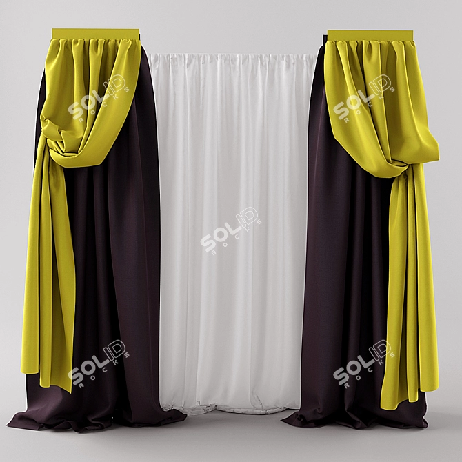 Classic Elegance Curtains 3D model image 1