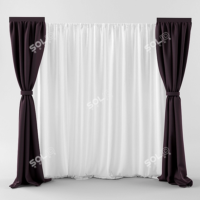 Elegant Classic Curtains 3D model image 1