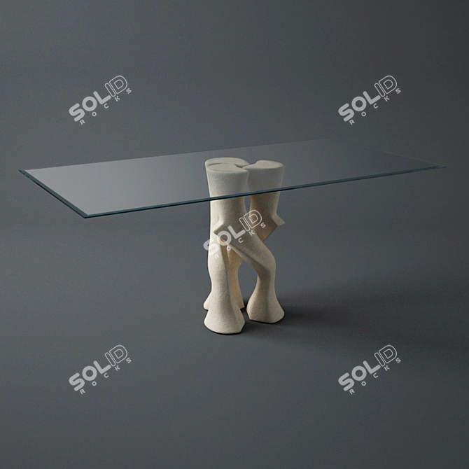 Sleek Glass Dining Table 3D model image 1