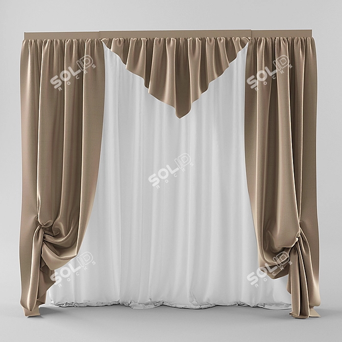 Elegant Classic Curtains 3D model image 1
