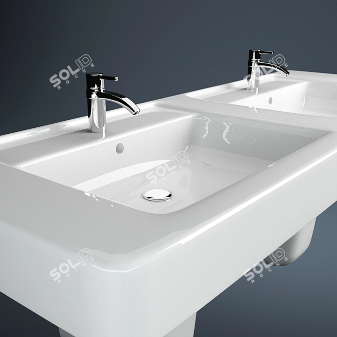 Modern "Omnia" Double Sink Vanity 3D model image 2