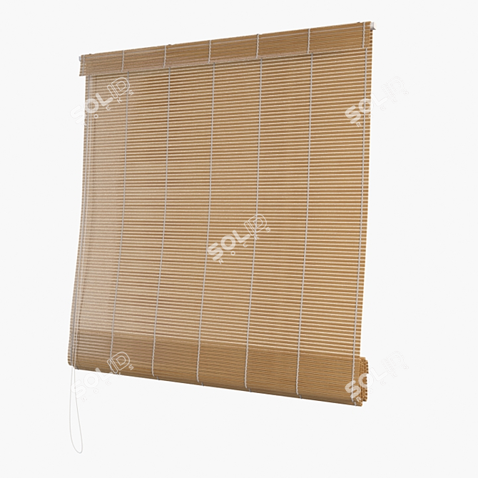 Mid Poly Wooden Roll Blind 3D model image 1