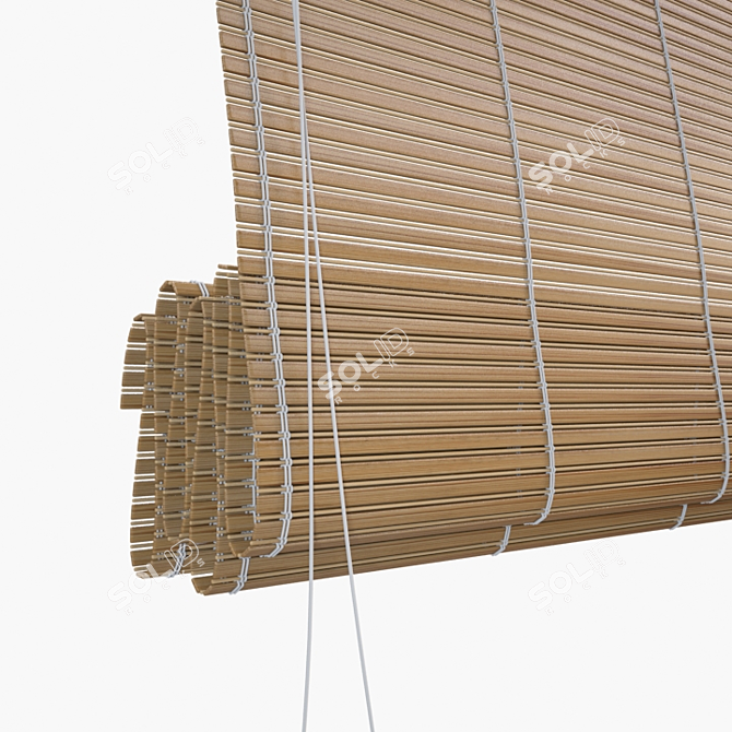 Mid Poly Wooden Roll Blind 3D model image 2