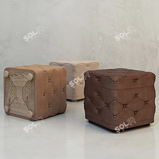 Quilted Leather Pouf 3D model image 1