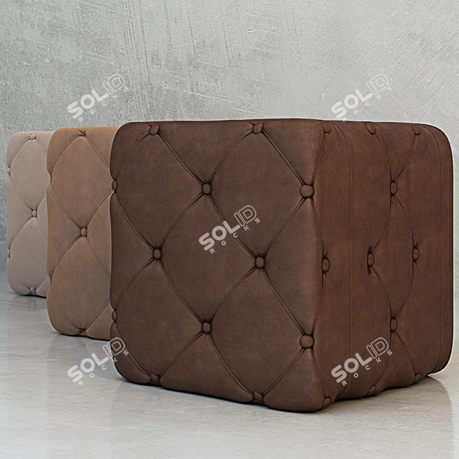 Quilted Leather Pouf 3D model image 2