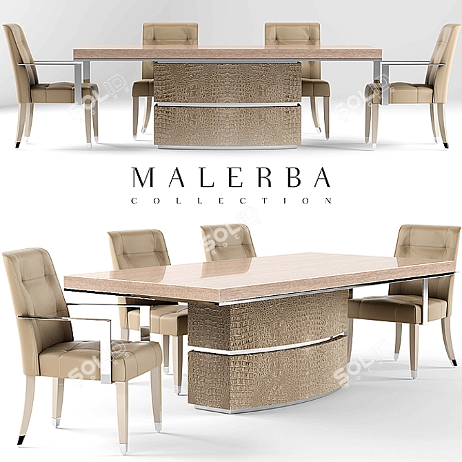Elegant Table & Chair Set 3D model image 1