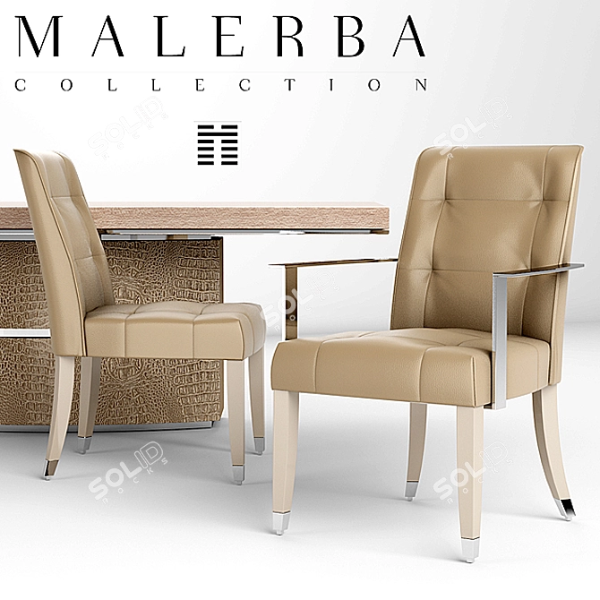 Elegant Table & Chair Set 3D model image 2