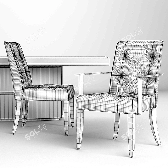 Elegant Table & Chair Set 3D model image 3