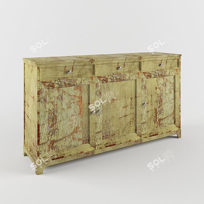 Vintage Rustic Chest of Drawers 3D model image 1
