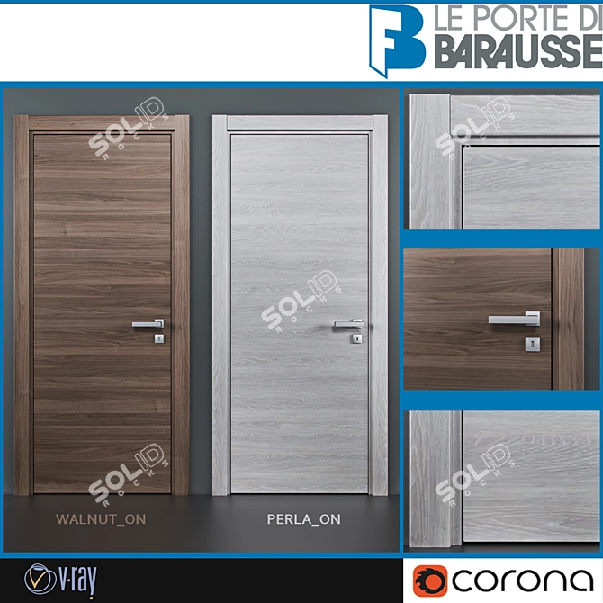 Elegant Barausse Doors- Walnut & Perla 3D model image 1