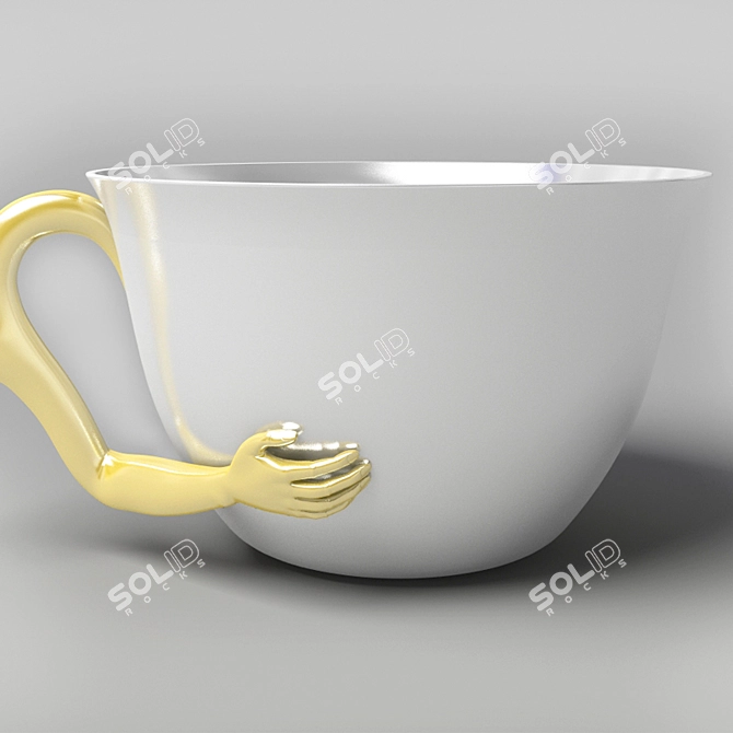 Silver Hand Cup: Elegant and Unique 3D model image 1