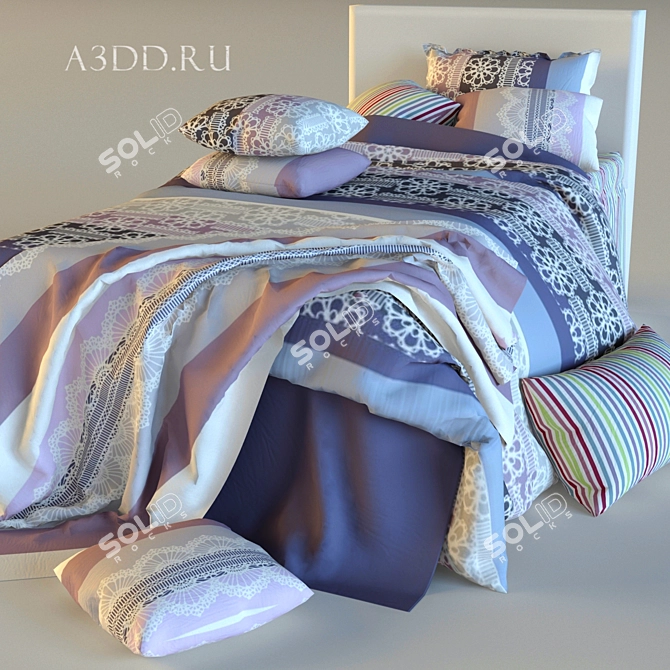 Children's Bed Set with Textures 3D model image 1