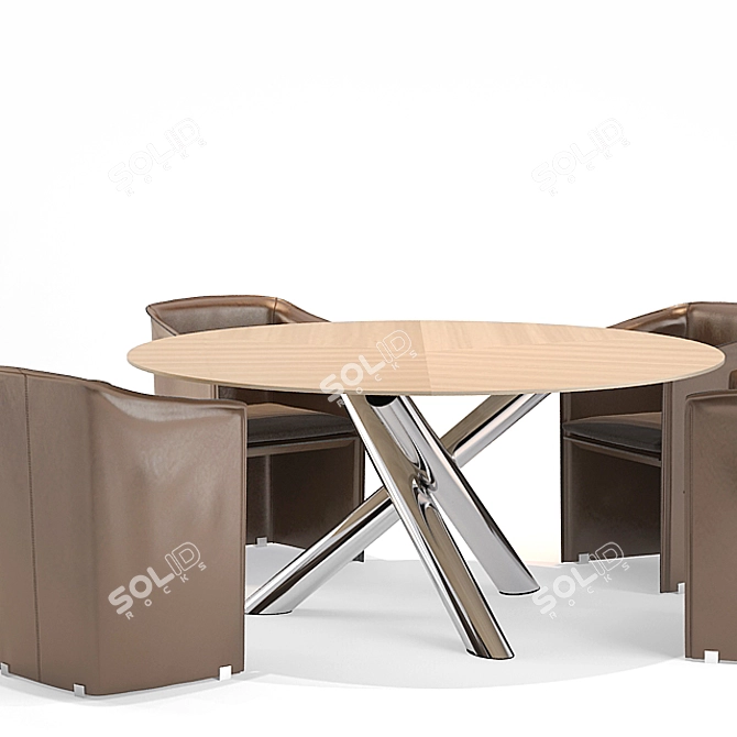 Minimalistic Style: Minotti Case Hair + Van Dyck Table 3D model image 1