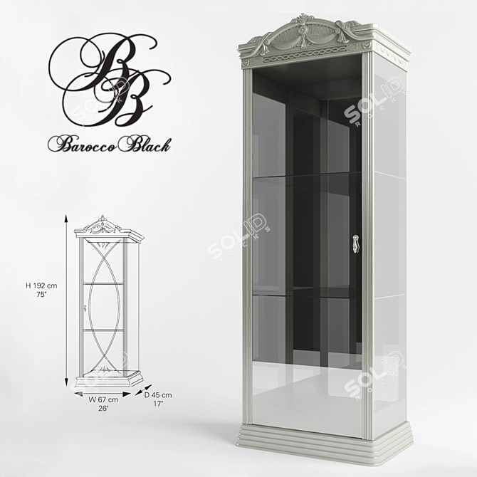 Elegant Ebony China Cabinet 3D model image 1