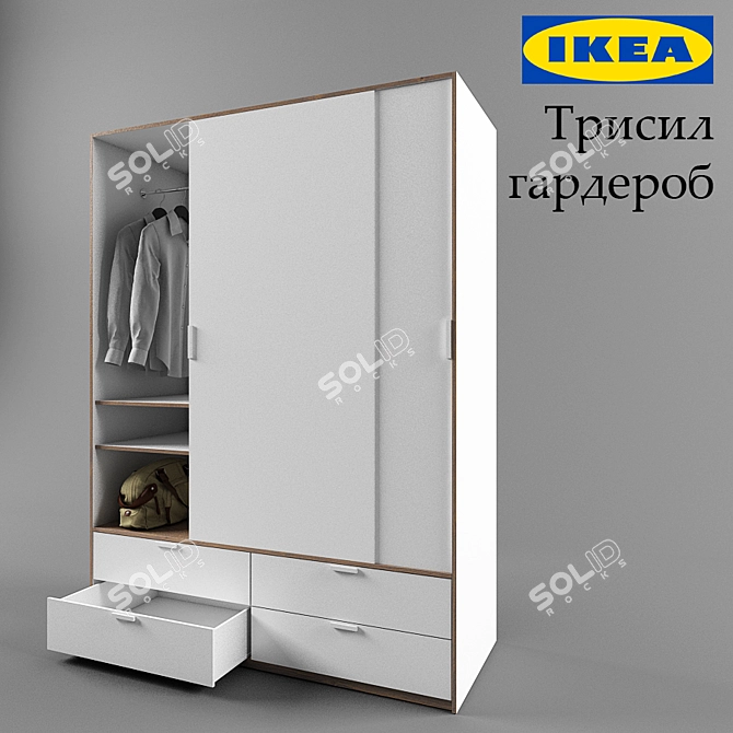 Sleek Trysil Wardrobe: Functional & Stylish 3D model image 1