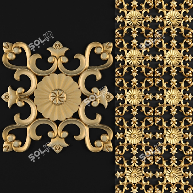 Elegant Carved Molding 3D model image 1