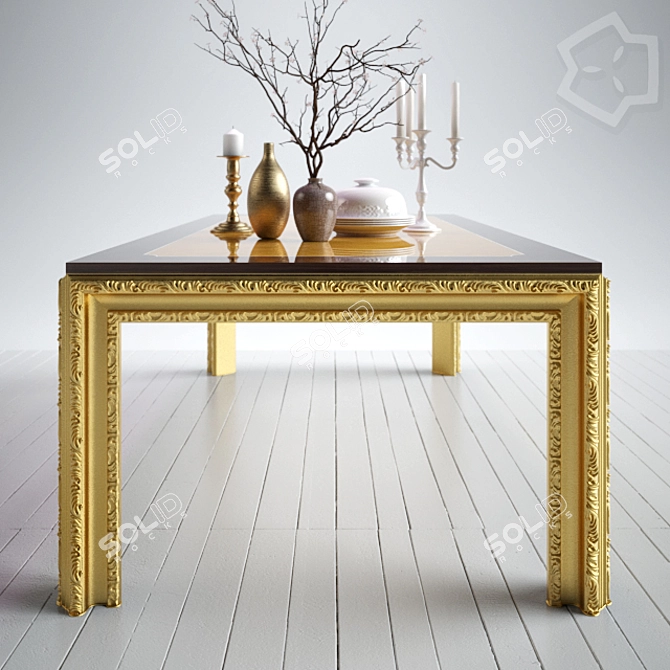 Opulent Golden Table 3D model image 1