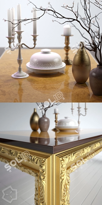 Opulent Golden Table 3D model image 2