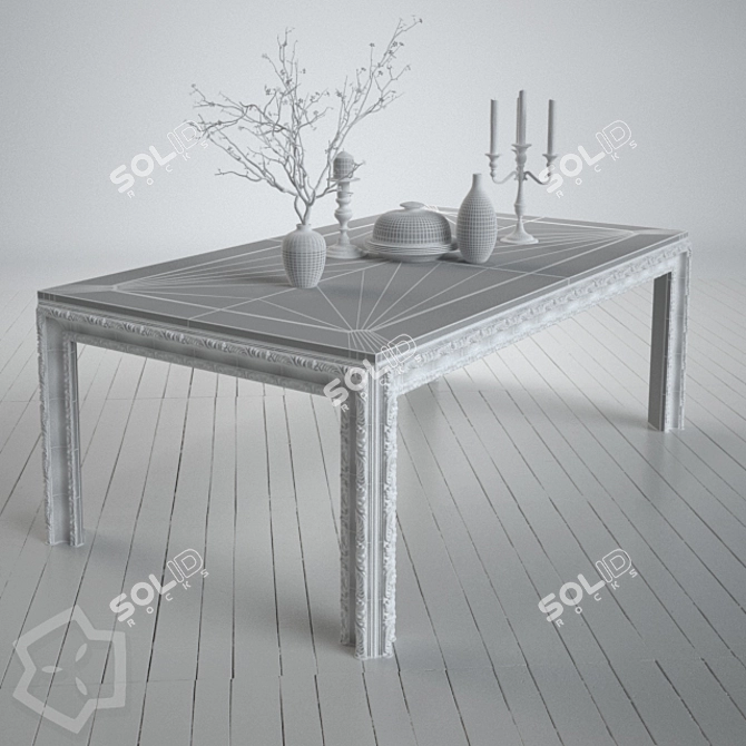 Opulent Golden Table 3D model image 3