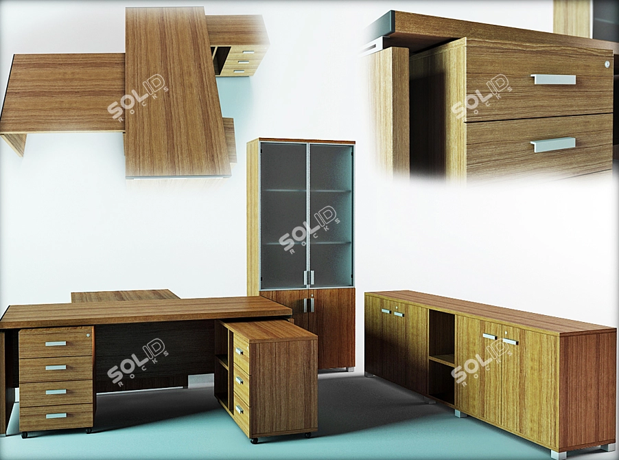 Elegant Office Furniture Ensemble 3D model image 1