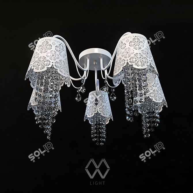 Elegant Pauline Chandelier: Crystal Accents 3D model image 1