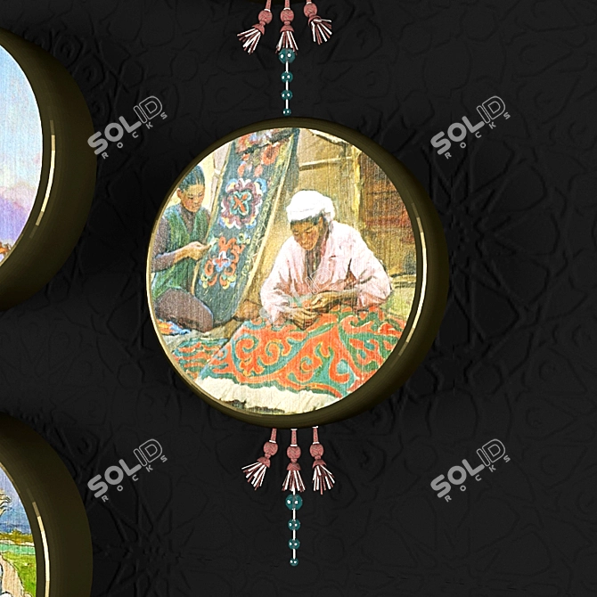 Ethnic Round Art Prints 3D model image 1