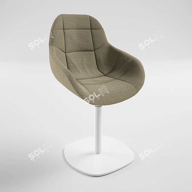 Elegant Steel Base PU Upholstered Chair 3D model image 1
