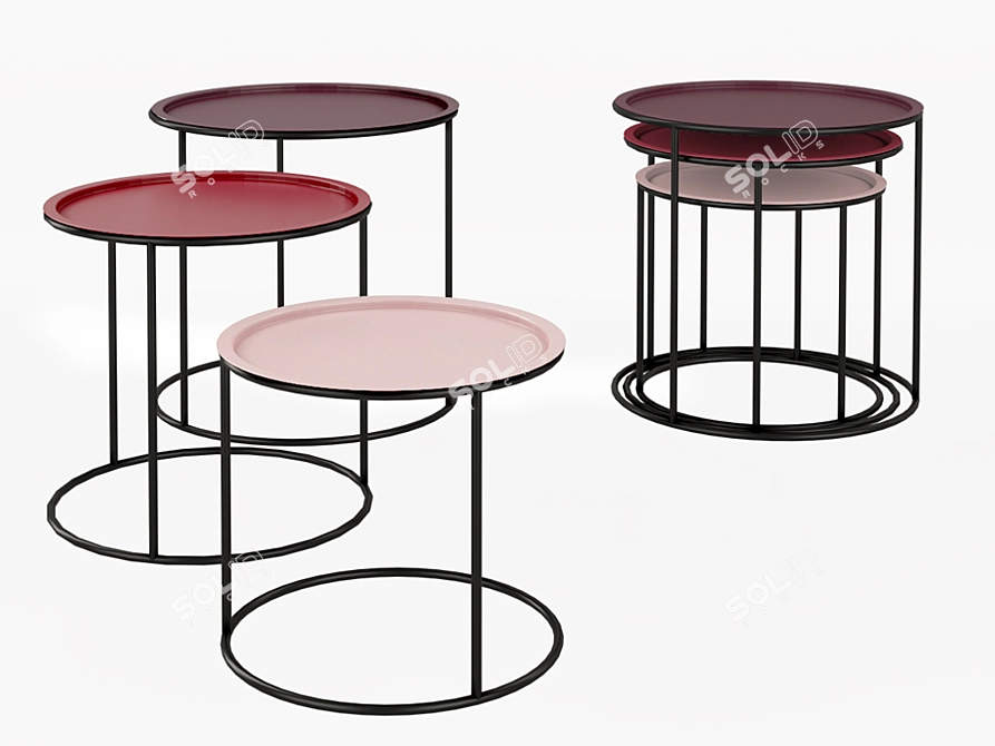 Versatile Triple Coffee Table 3D model image 1
