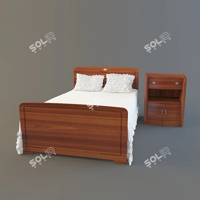 Kids Bed and Nightstand Set 3D model image 2